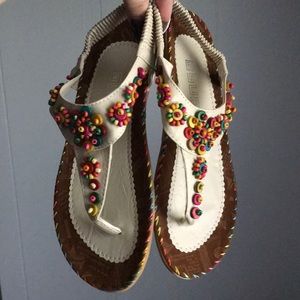 Cute beadwork sandals 🌈🌞
